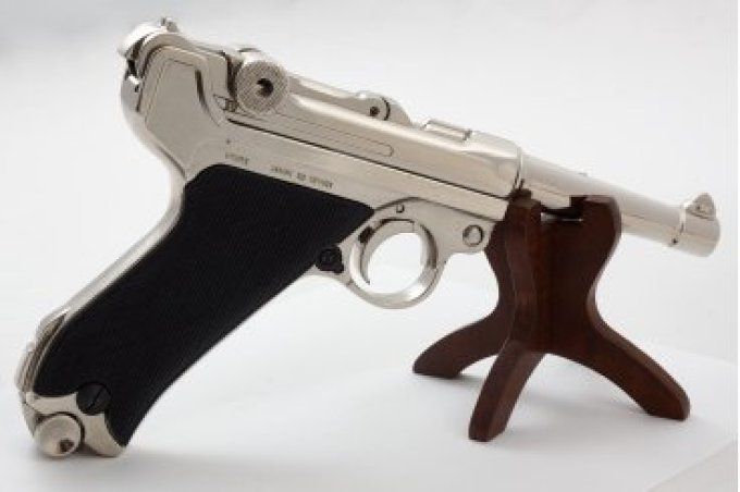 Réplique Pistolet LUGER P08 Parabellum  Version Nikelé * 25.5 cm *