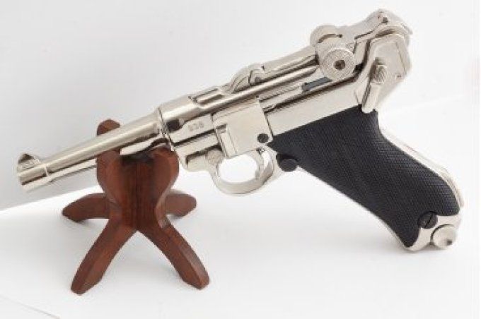 Réplique Pistolet LUGER P08 Parabellum  Version Nikelé * 25.5 cm *