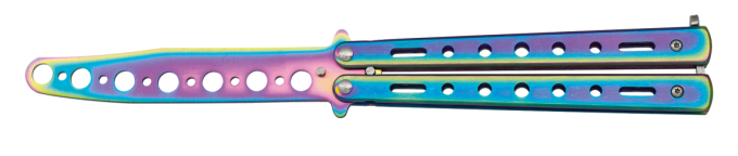 Couteau papillon D’entrainement arc en ciel  lame de  10.20 cm