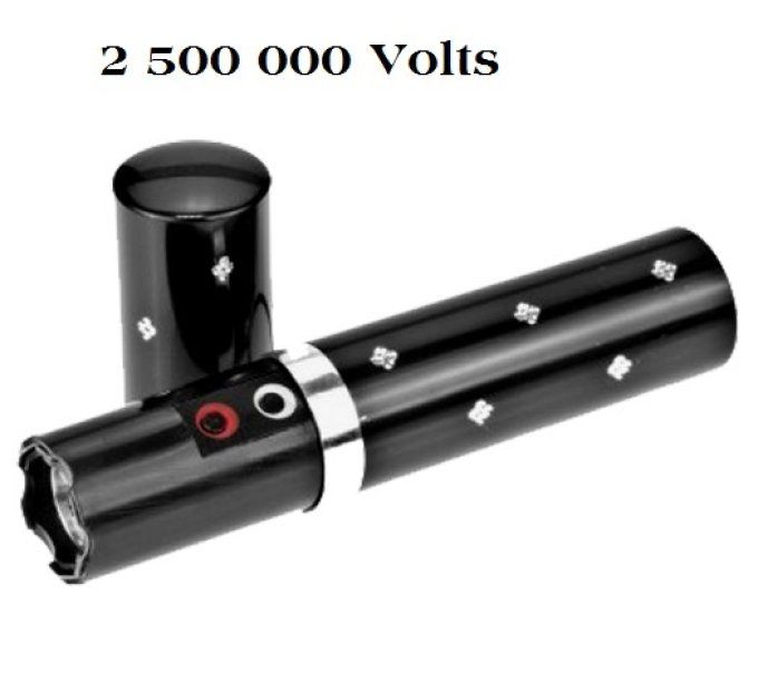 Shocker electrique 2.500 000 Volts Noir forme rouge a lèvre avec lampe