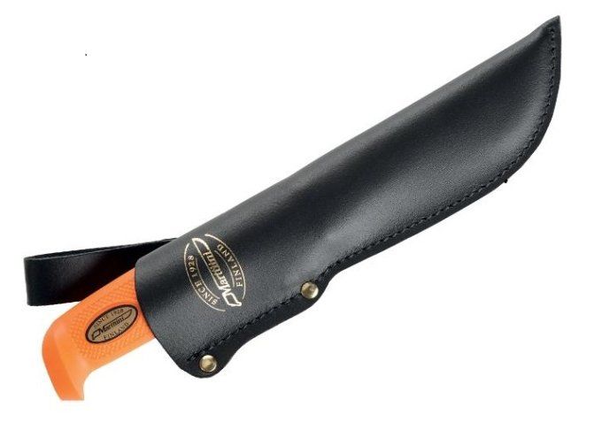 Poignard Big Game Orange avec son étui Cuir noir