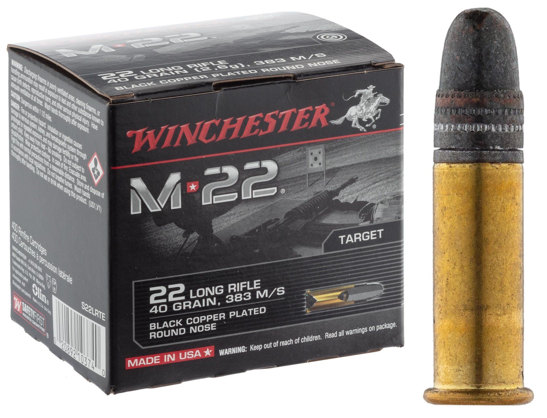 Cartouches 22LR  M22 Winchester haute vitesse  boite de 400 en vrac