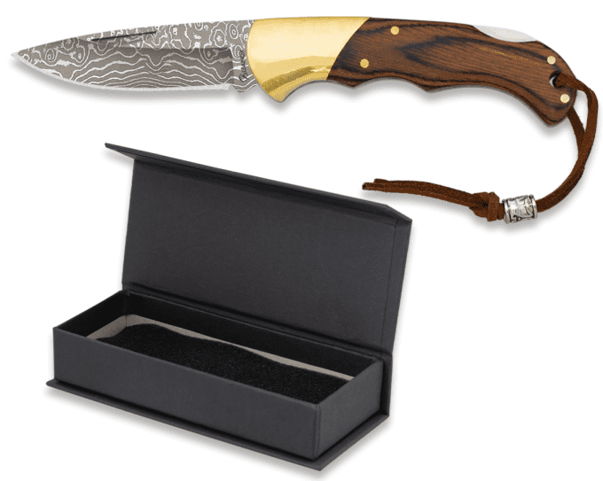 Couteau pliant DAMASCUS  manche bois  lame de 7.40 cm