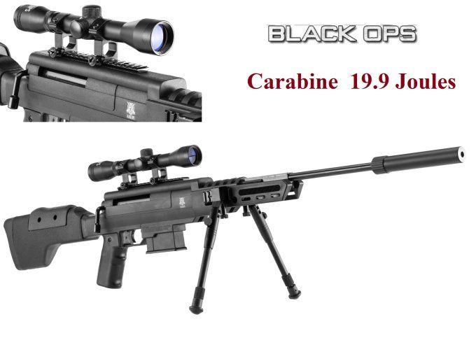 Carabine à plomb BLACK OPS Type sniper 19.9 joules