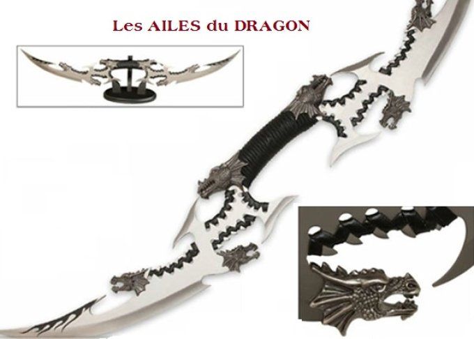 Dague fantaisie les ailes du dragon Double Lames