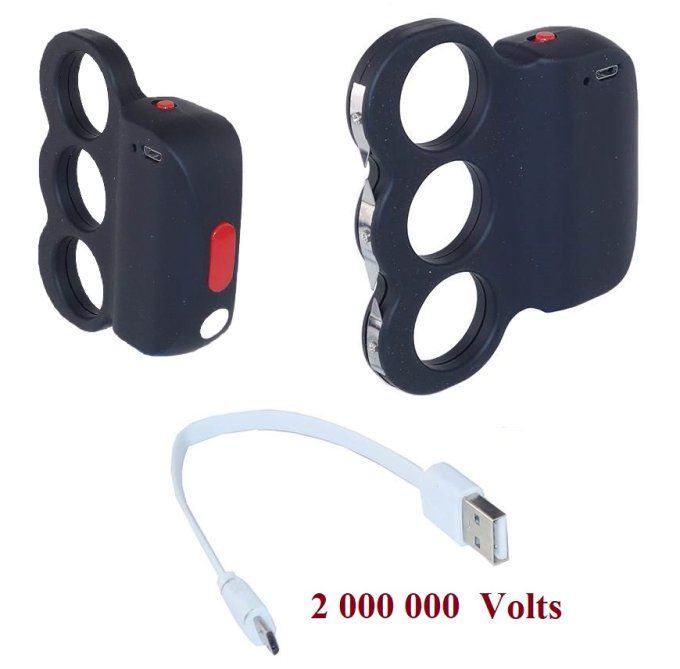 Poing Américain Shocker 3 doigts  ( dit Tazer ) de 2 000 000 Volts