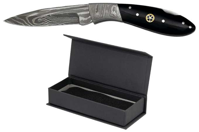 Couteau pliant DAMASCUS  manche corne noir  lame de 8.00 cm