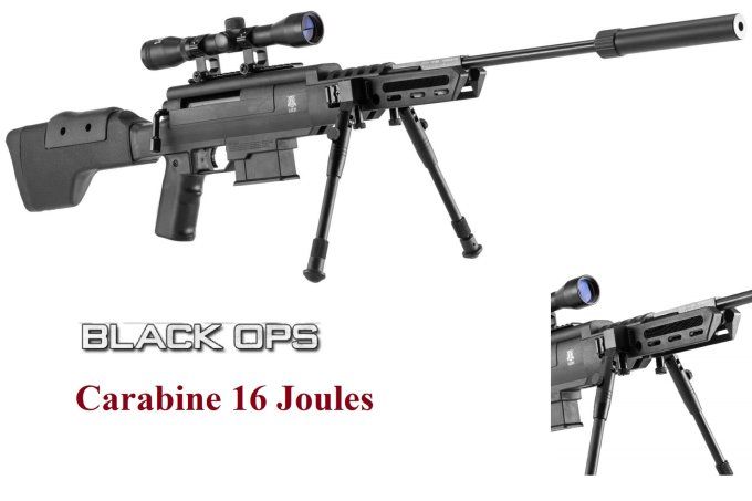 Carabine à plomb BLACK OPS Type sniper Cal 4.5 mm 16 Joules