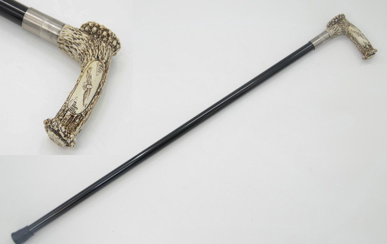 Canne épée corne decoré aigle