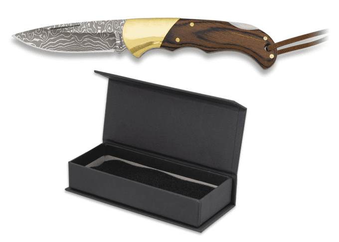 Couteau pliant DAMASCUS  manche stamina marron  lame de 6.00 cm