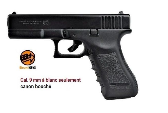 Pistolet Gap, réplique du Glock 17 Cal 9 mm à blanc uniquement