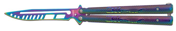 Couteau papillon D’entrainement raimbow  lame de  11.10 cm
