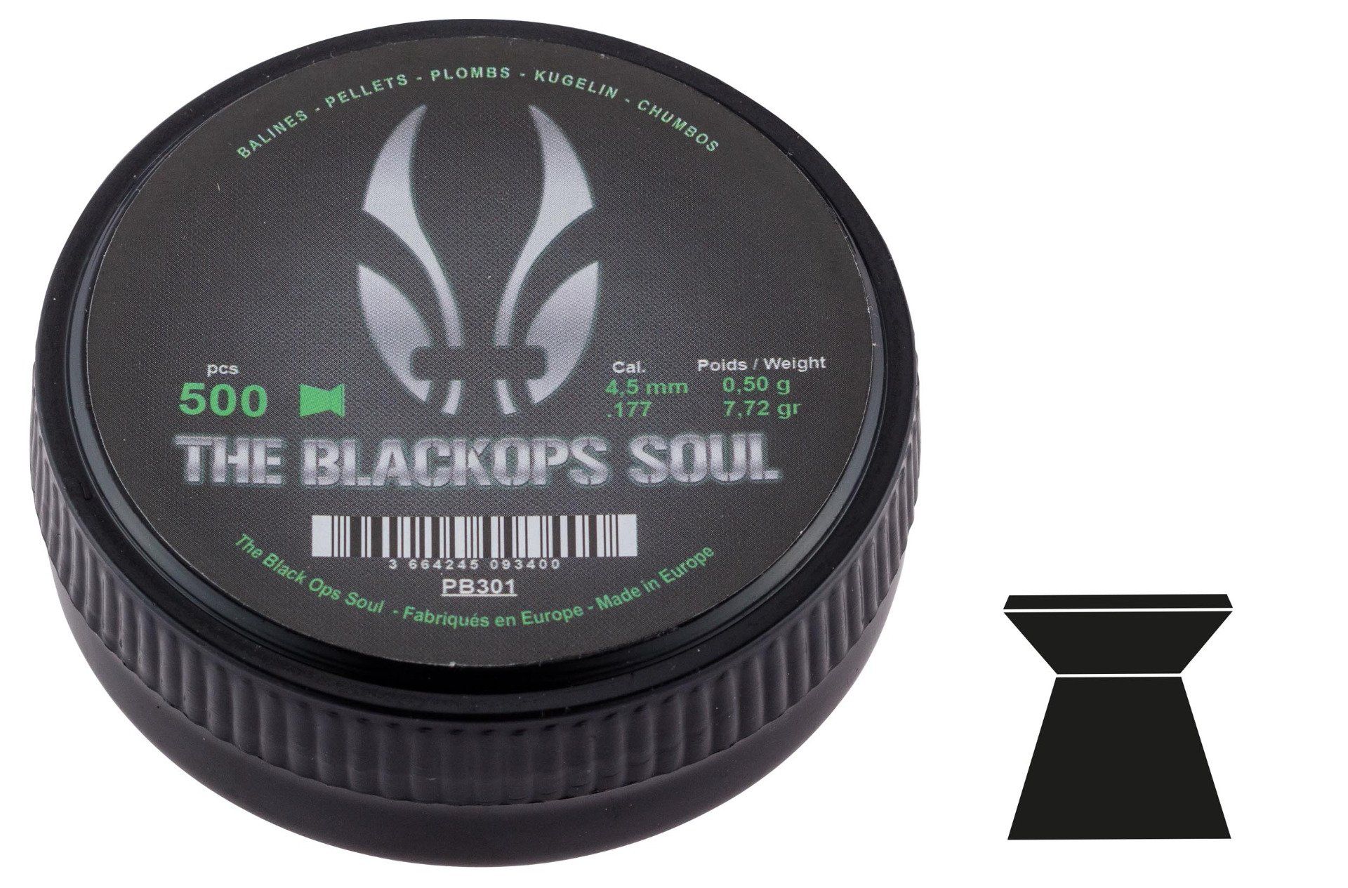 30 Plombs The Black Ops  « Tête PLATE » Cal 4.5 mm