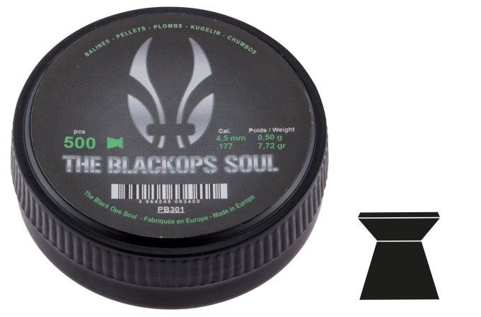 30 Plombs The Black Ops  « Tête PLATE » Cal 4.5 mm