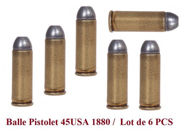 Réplique  balles  pistolet 45 USA 1880 / Lot de 6 Pcs