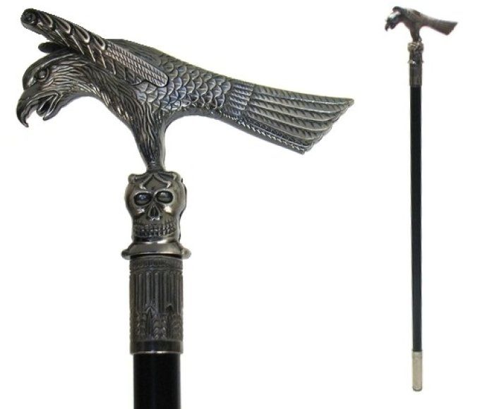 Canne épée aigle et tête de mort