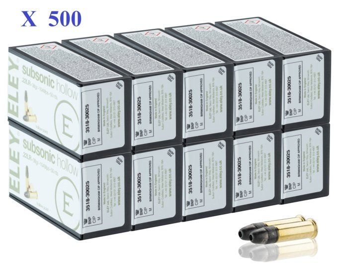 Cartouches 22LR ELEY  Subsonique  boite de 500