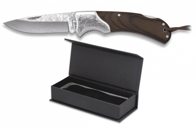 Couteau pliant DAMASCUS  manche stamina brun  lame de 7.50 cm