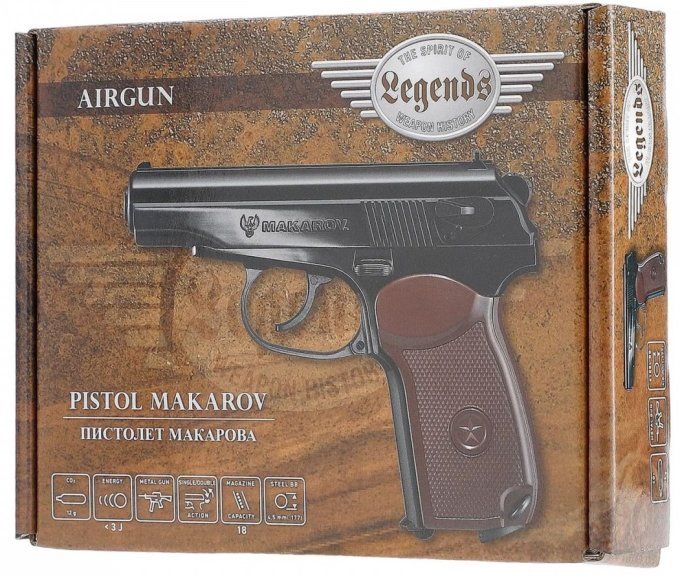 Pistolet  LEGENDS  MAKAROV «  Airguns »  Co2  Billes Acier Cal 4.5