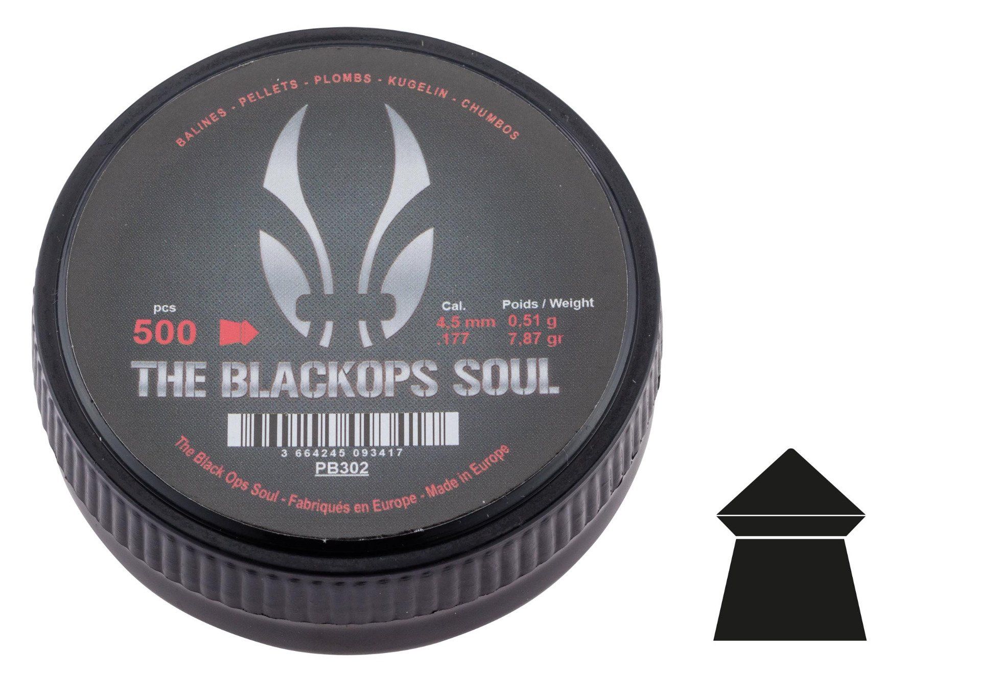 Plombs The Black Ops  « Tête POINTUE » Cal 4.5 mm