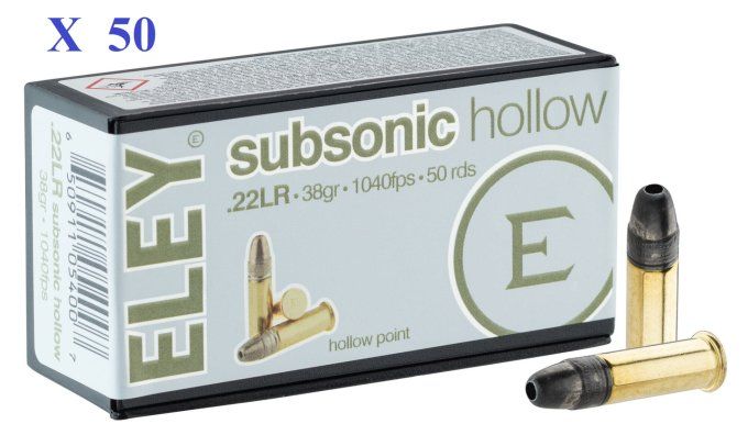 Cartouches 22LR ELEY  Subsonic  boite de 50