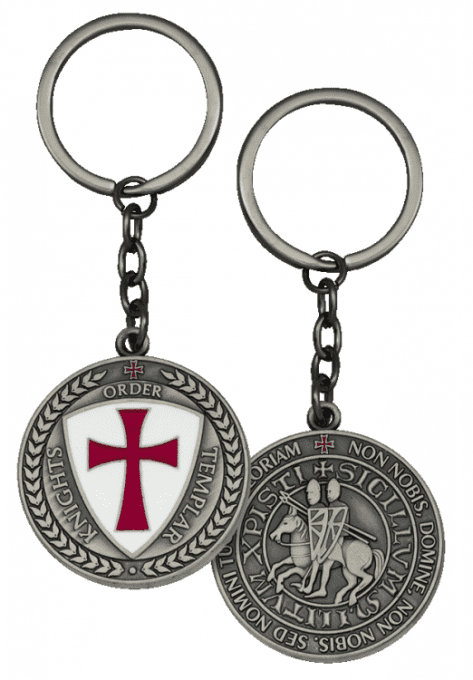 Porte clés  templier argent vielli