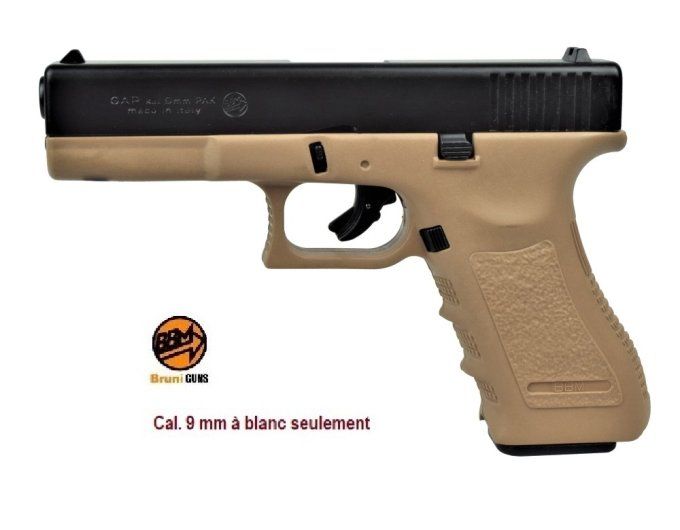 Pistolet Gap Bicolor Sable 9 mm réplique du Glock 17