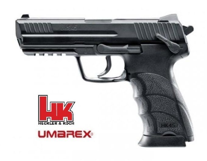Pistolet  HK 45 Black «  Airguns »  Co2  Billes Acier Cal 4.5
