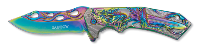 Couteau  Dragon  lame de 8.70  « RAINBOW  » couleur Arc en Ciel