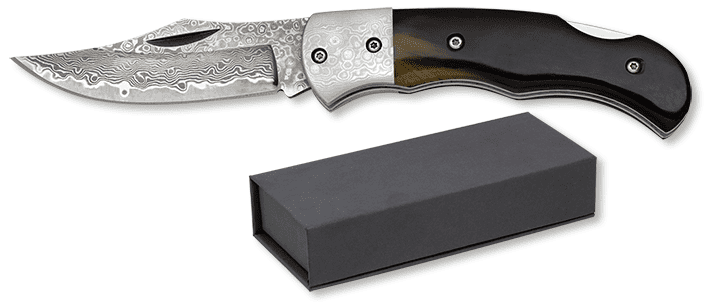 CoCouteau  DAMASCUS  manche corne de taureauteau  DAMASCUS  manche corne de taureau  lame de 7.70 cm