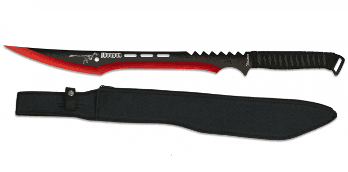 Machette de Brousse dent de scie  ( Troodon Rouge et noir )