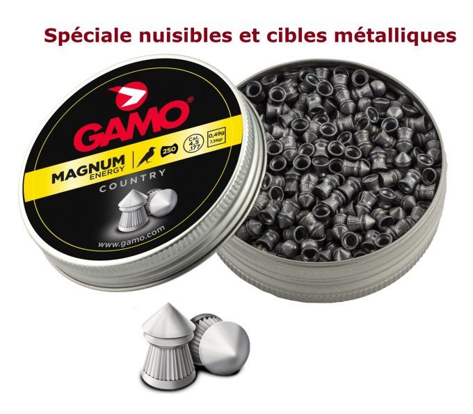 Plombs Gamo magnum enrgy « Tête POINTUE » Cal 4.5 mm