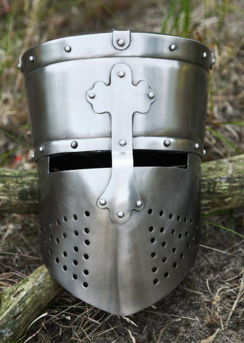 Casque de Croisé, de Templier ( Chrome ) en acier