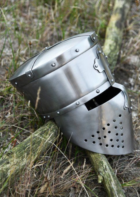 Casque de Croisé, de Templier ( Chrome ) en acier