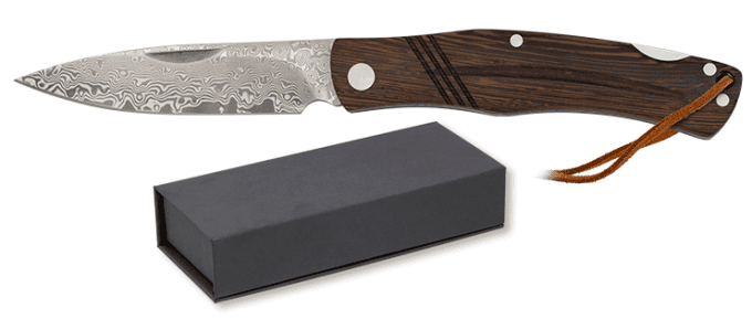 Couteau  DAMASCUS  manche bois wengé  lame de 8 cm