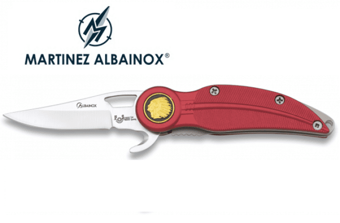 Couteau Pliant mini plume rouge tête indien Lame de 6 cm