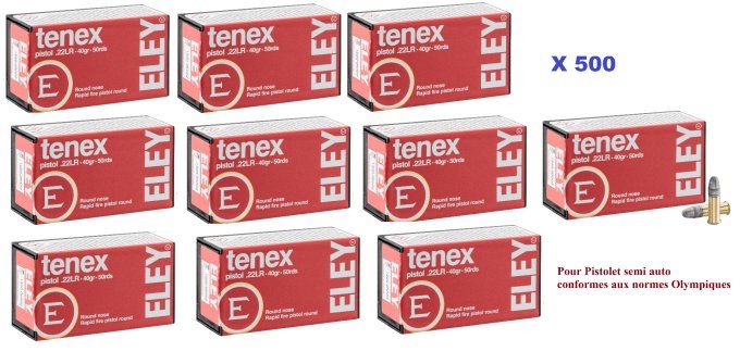Cartouches 22LR ELEY  TENEX pistol  boite de 500