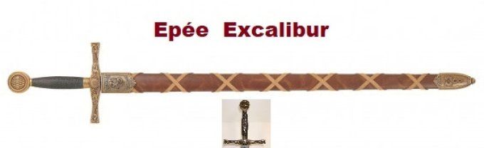 Epée Excalibure avec fourreau brun tressé de 110 cm