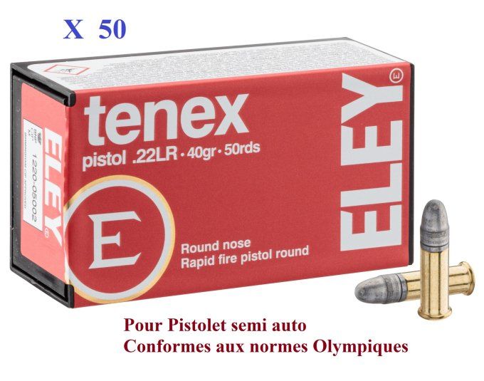 Cartouches 22LR ELEY  TENEX pistol  boite de 50