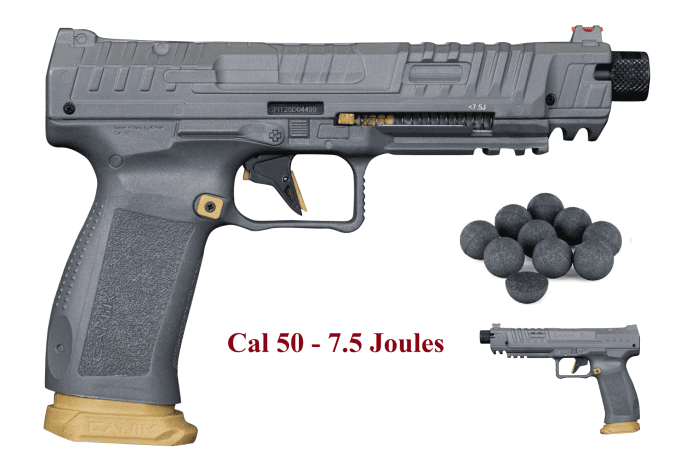 Pistolet  CANIK SFX Competition  Cal 50 silver/gold – 7.5 Joules
