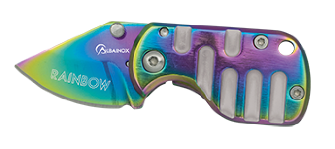 Mini Couteau lame en pointe de  3.10  « RAINBOW  » couleur Arc en Ciel