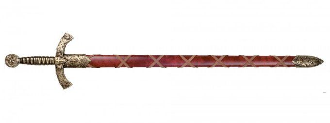Epée de Chevalier Templier avec fourreau Rouge tressé de 110 cm