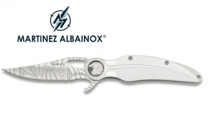Couteau Pliant plume argent  tête d’aigle Lame de 8.5 cm