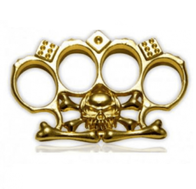 Poing Américain Tête de mort, Os et Dés Laiton