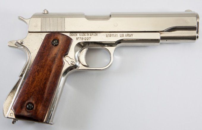 Réplique  pistolet 45 USA 1911 Chrome NON démontable