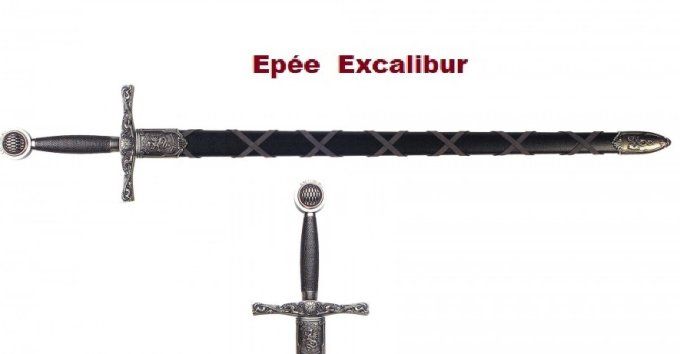 Epée Excalibure avec fourreau Noir tressé de 110 cm