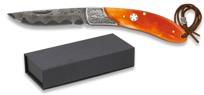 Couteau  DAMASCUS   Os  lame de 7.30 cm