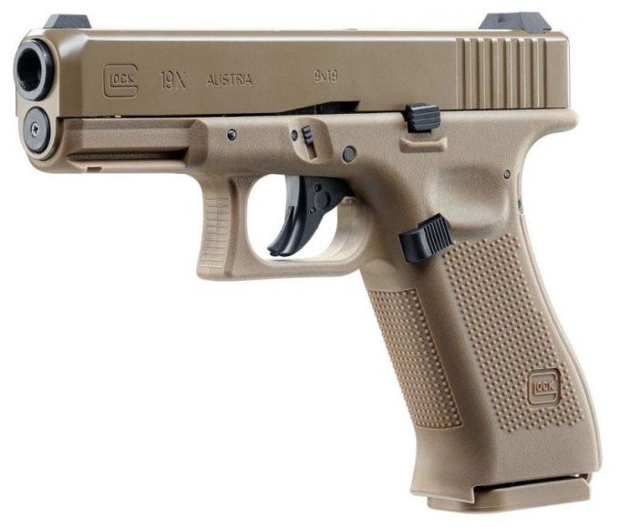 Pistolet  Glock 19X sable  «  Airguns »  Co2  Billes Acier Cal 4.5