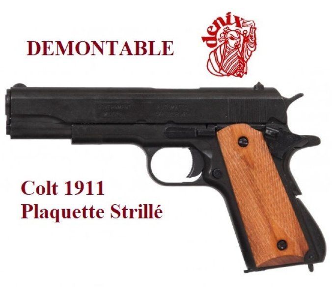 Réplique  pistolet 45 USA 1911 Plaquette Strié  DEMONTABLE