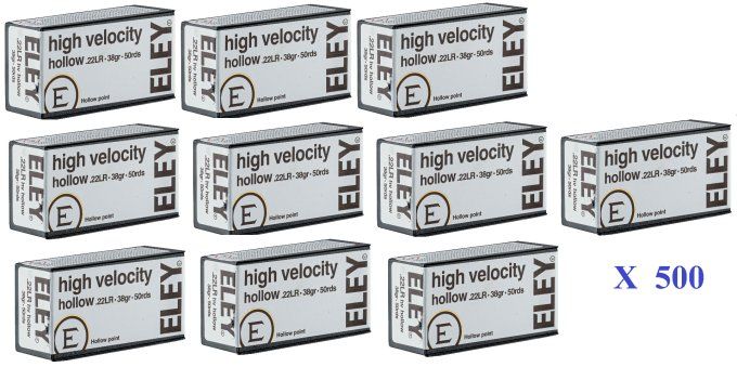 Cartouches 22LR ELEY  High Velocity Hollow  boite de 500